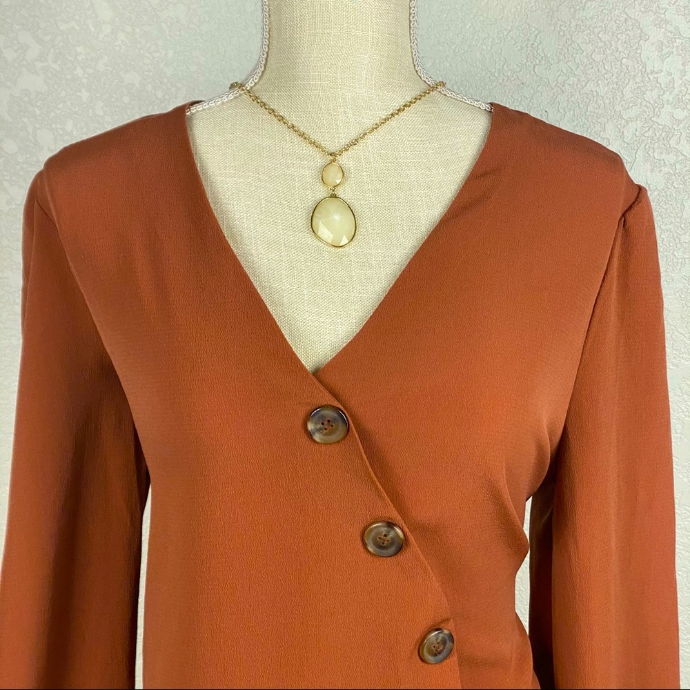 NEW Eloise V-neck burnt orange blouse